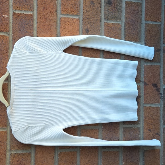 The Kooples White Ribbed V-Neck Top - Picture 7 of 9